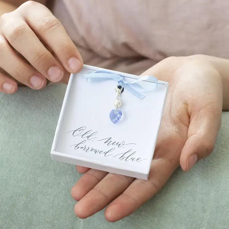 Something Blue for Wedding, Personalized Bridal Bouquet Charm
