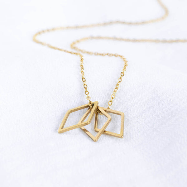 Image shows  30th birthday triple rhombus necklace