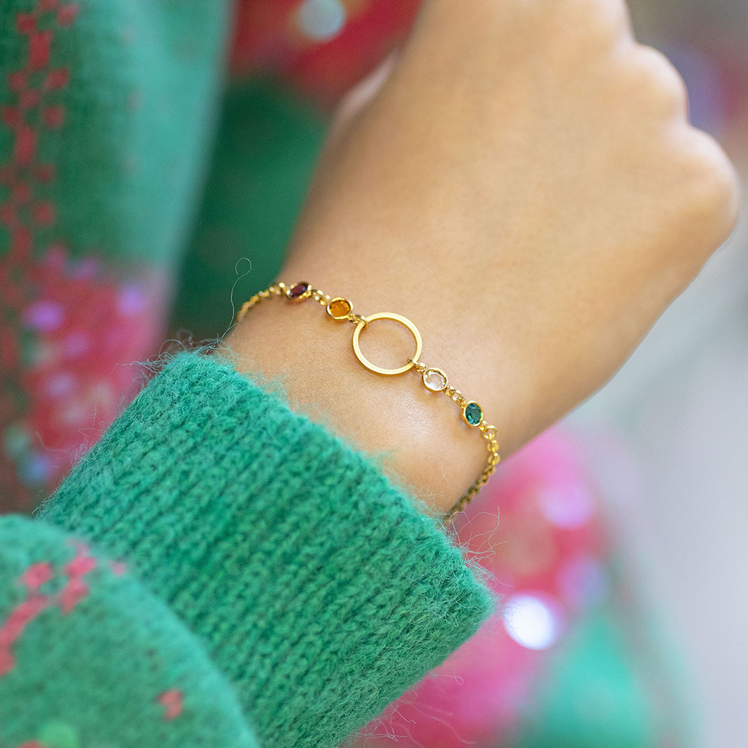 Mother and Four Children Circle Birthstone Bracelet – JOY by