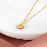 Image shows Birthstone Studded Oval Ring Necklace