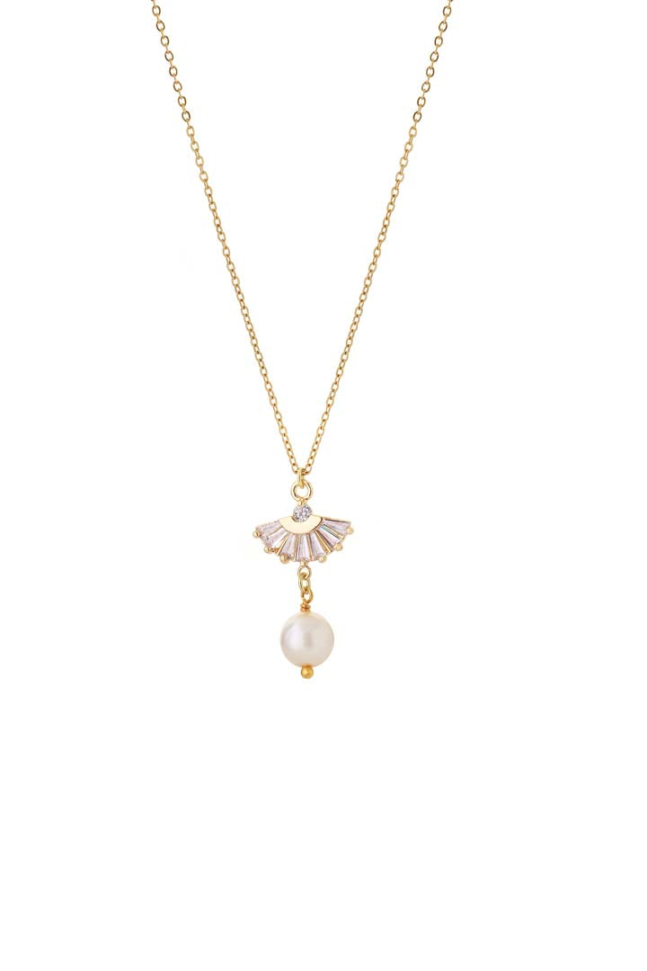 Crystal Fan & Pearl Pendant JOY by Corrine Smith
