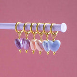 Image shows pastel colours of Mix and Match Glazed Heart Huggie Hoop Earrings