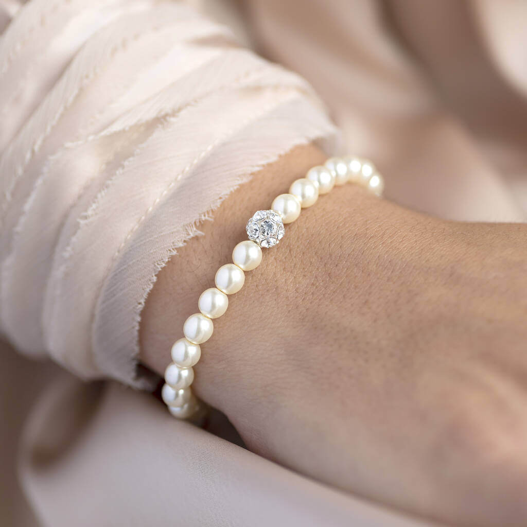 Pearl Crystal Ball Bridesmaid Bracelet – JOY by Corrine Smith