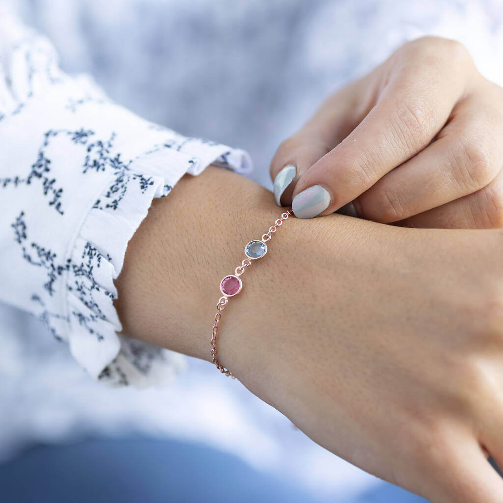 Rose Gold Double Birthstone Bracelet – JOY by Corrine Smith