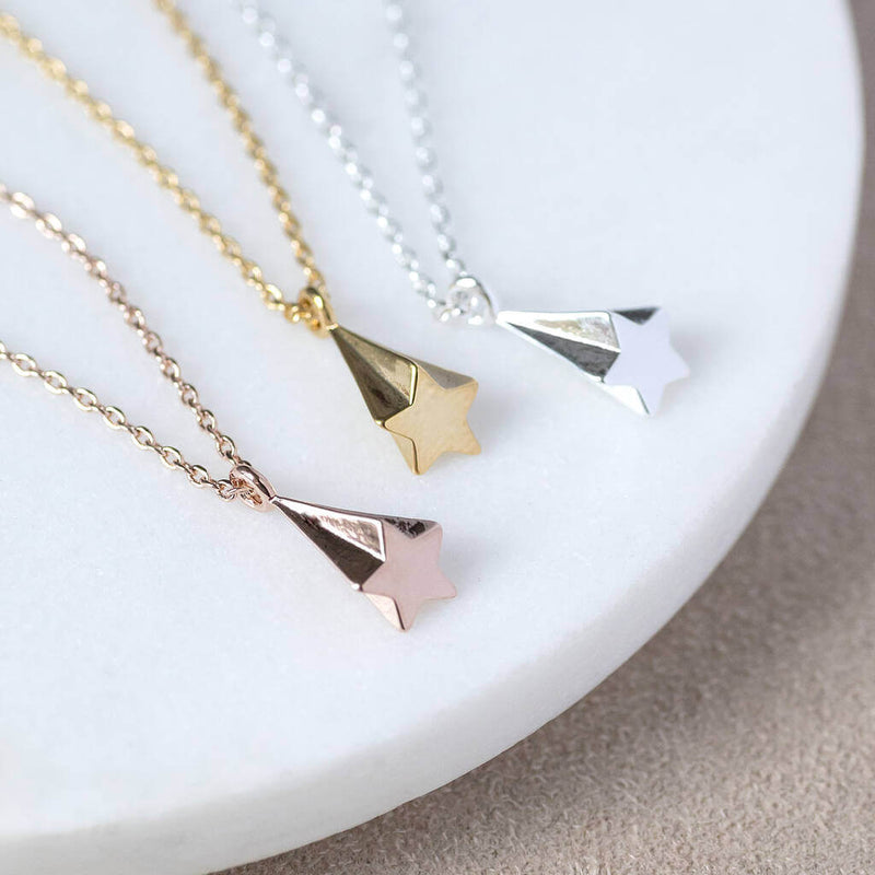 Image shows Rose gold, Golden silver Shooting Star Necklace