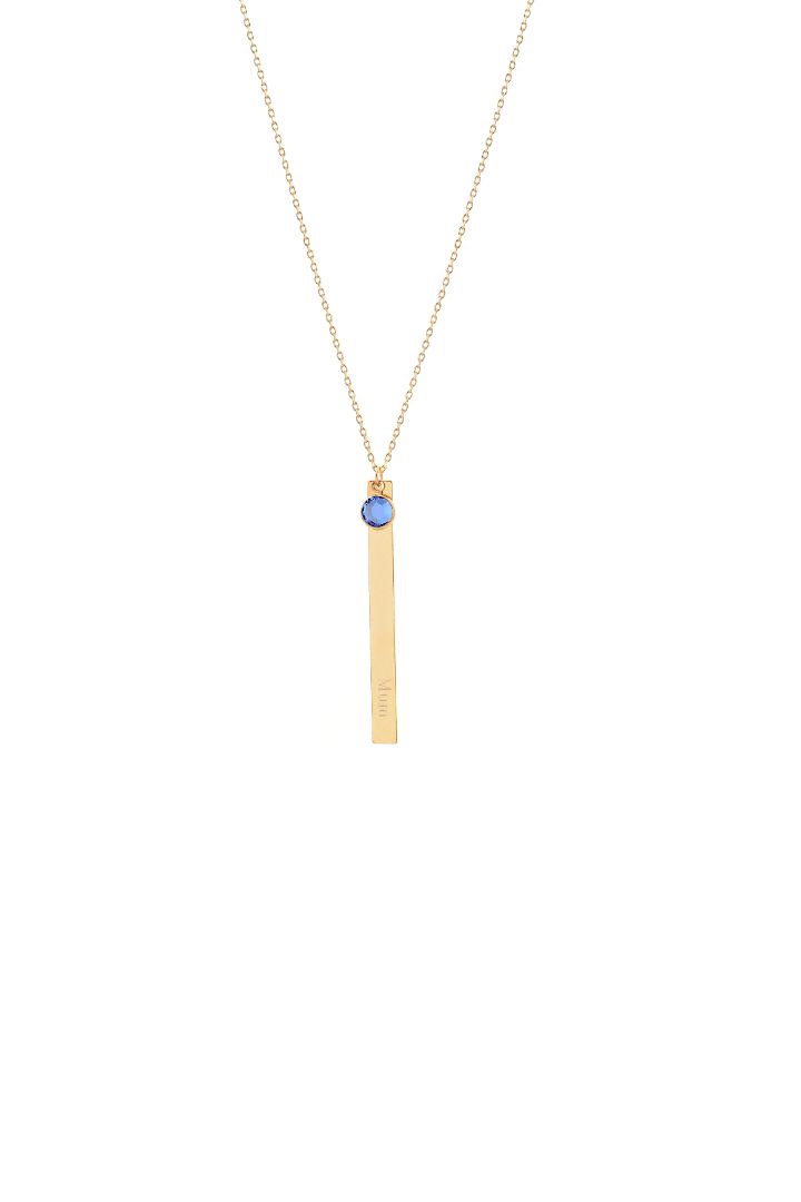 Mum Engraved Sep Birthstone Necklace Gold – JOY by Corrine Smith