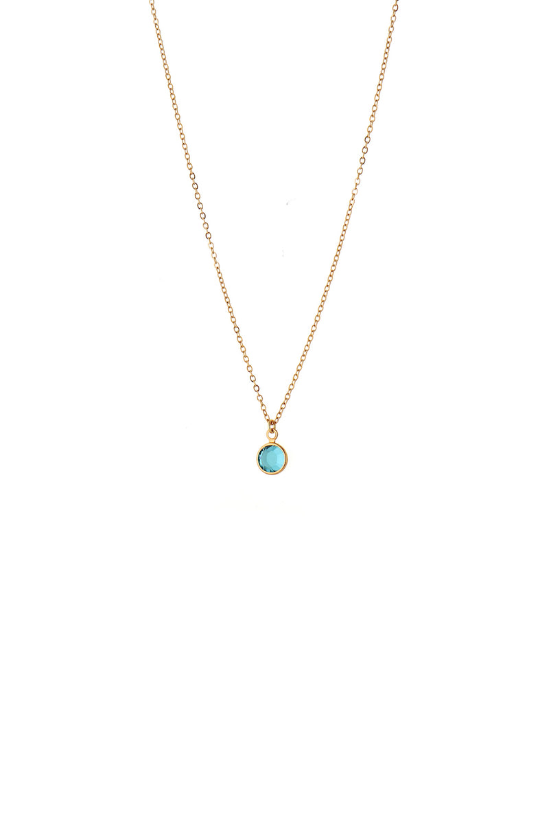 December Birthstone Crystal Necklace Gold Plated