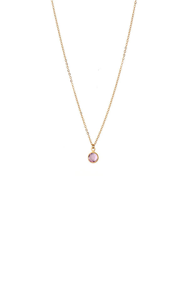 June Birthstone Crystal Necklace Gold Plated