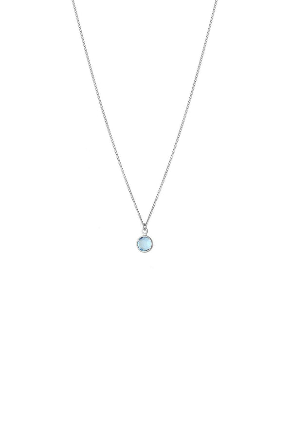 March Birthstone Crystal Necklace Sterling Silver