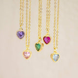 Gold Plated Heart Birthstone Pendant Necklace