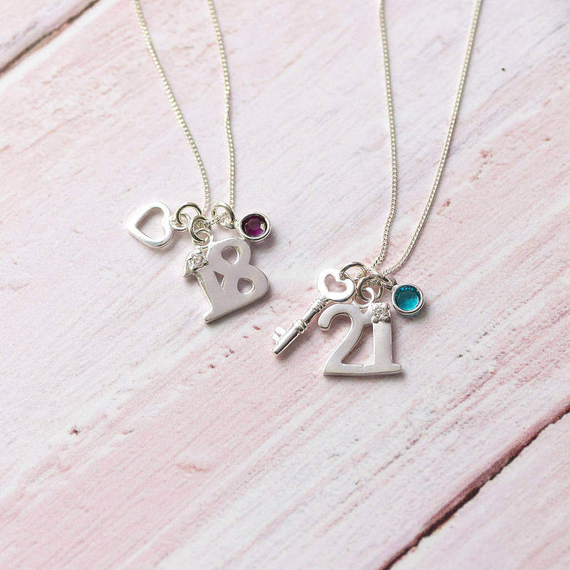 Image shows 18th And 21st Birthday Sterling Silver Charm Necklace
