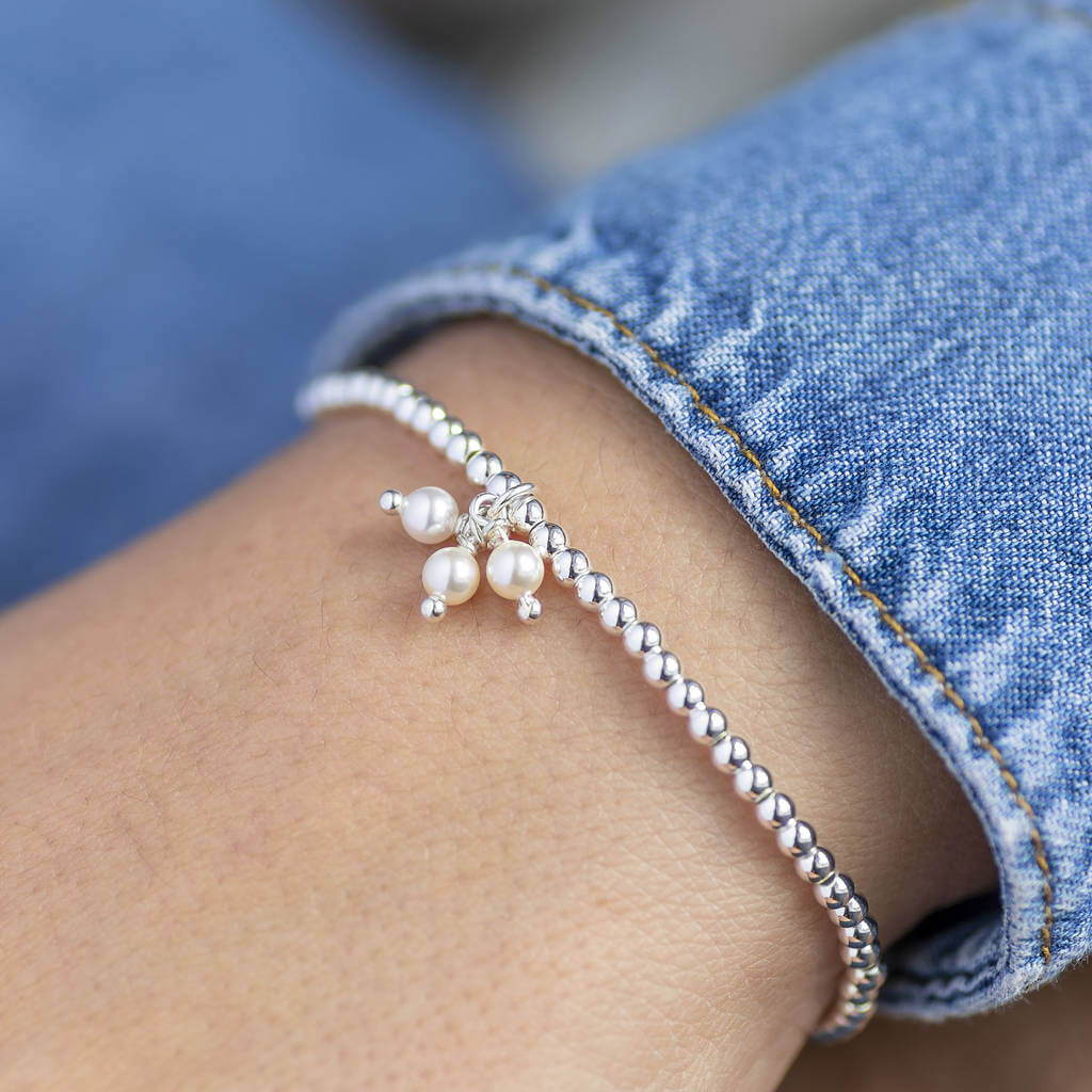 30th Birthday Pearl Charm Beaded Bracelet JOY by Corrine Smith