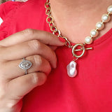 Chunky Pearl Chain Toggle Necklace