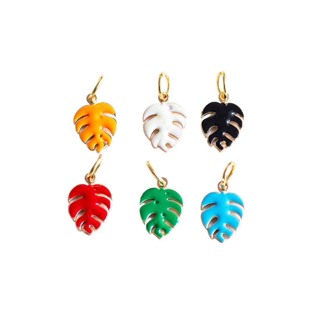 Enamel Monstera Leaf Charm - CYO