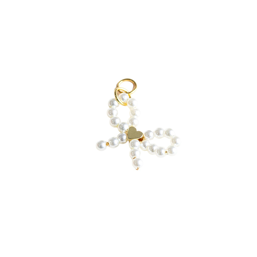 Pearl Heart Bow Charm - CYO