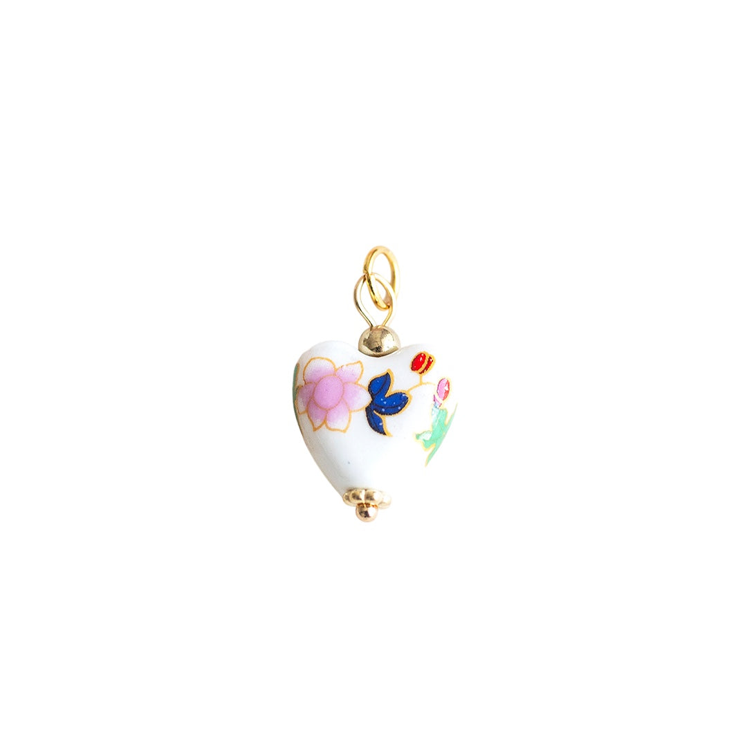 Floral Porcelain Heart Charm - CYO