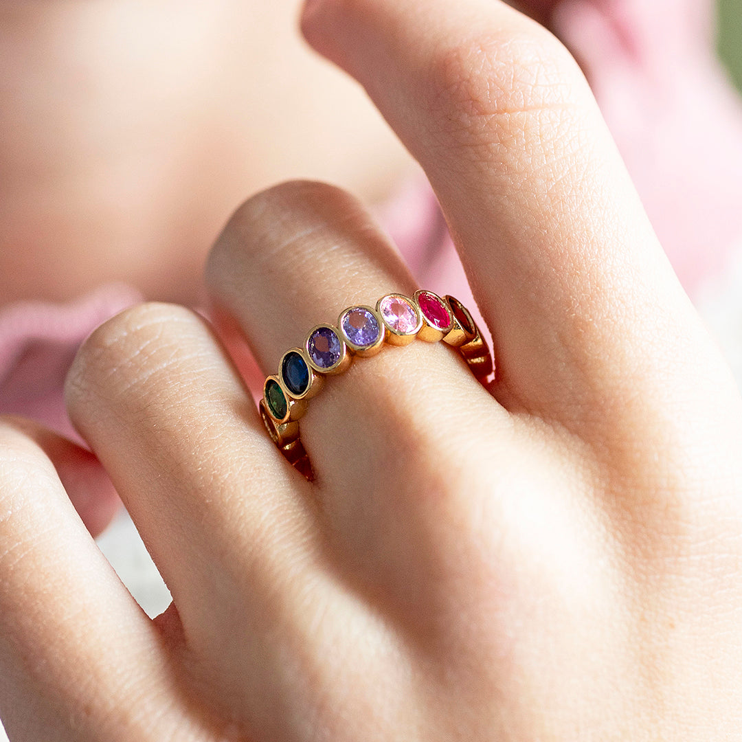 Multi Coloured Ovals Gemstone Ring