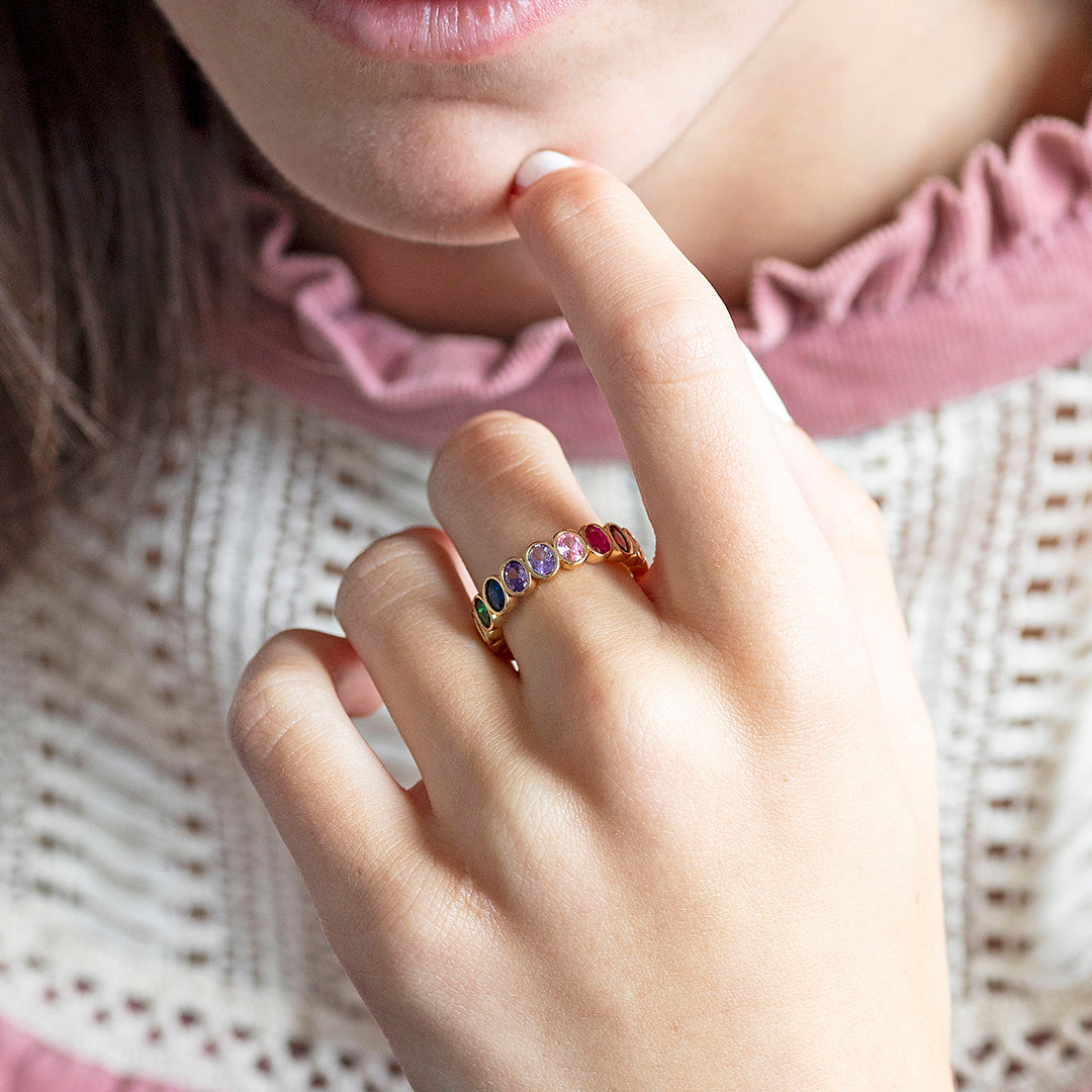 Multi Coloured Ovals Gemstone Ring