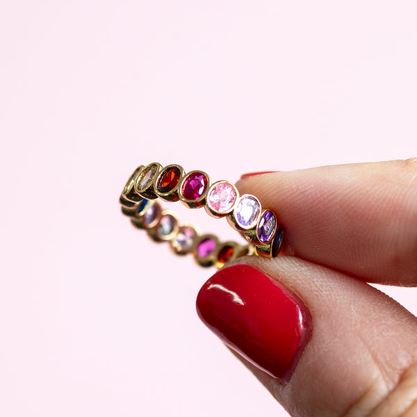 Multi Coloured Ovals Gemstone Ring