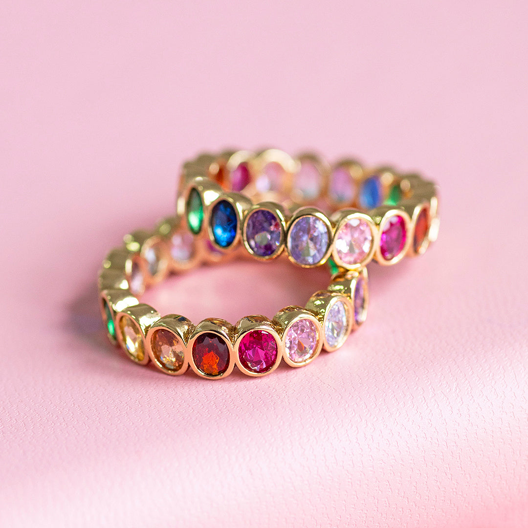 Multi Coloured Ovals Gemstone Ring