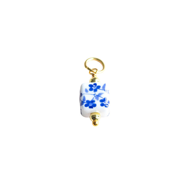 Blue Floral Cube Charm - CYO