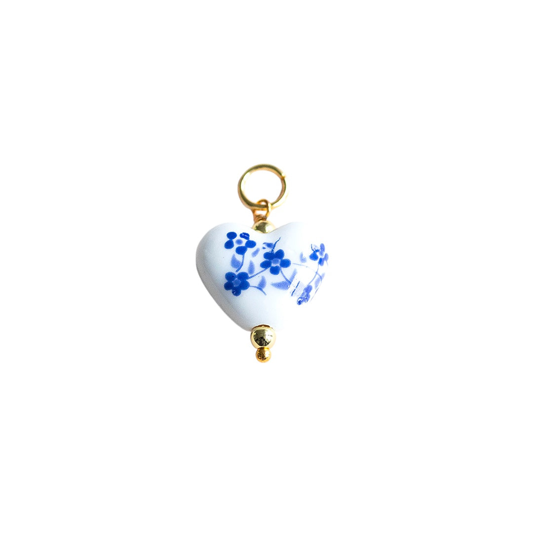 Blue Floral Heart Charm LG - CYO