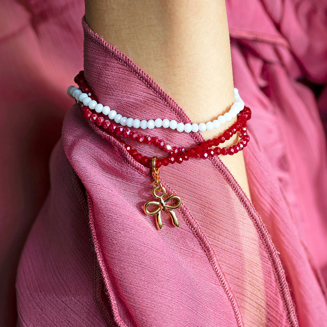 Bracelet Stack With Bow Charm