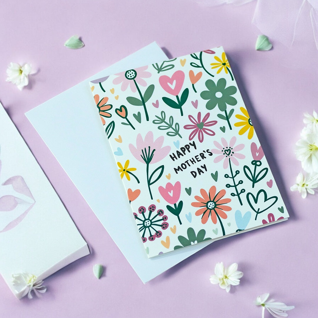 Happy Mother's Day Card – Cute Hand-Drawn Floral Design