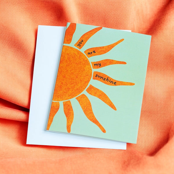 You Are My Sunshine Greeting Card – Bright Orange Sun Design