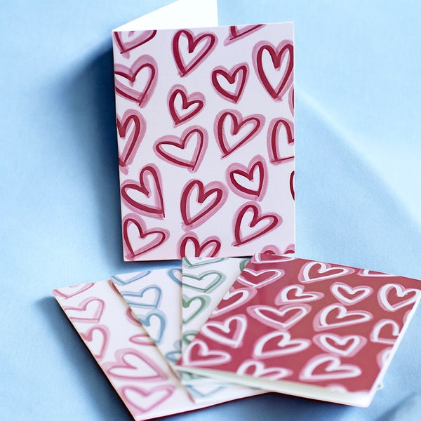 Set of 5 Whimsy Heart Greeting Cards – Blank Inside for Any Occasion