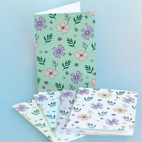 Set of 5 Floral Meadow Greeting Cards – Blank Inside for Any Occasion