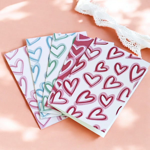 Set of 5 Whimsy Heart Greeting Cards – Blank Inside for Any Occasion