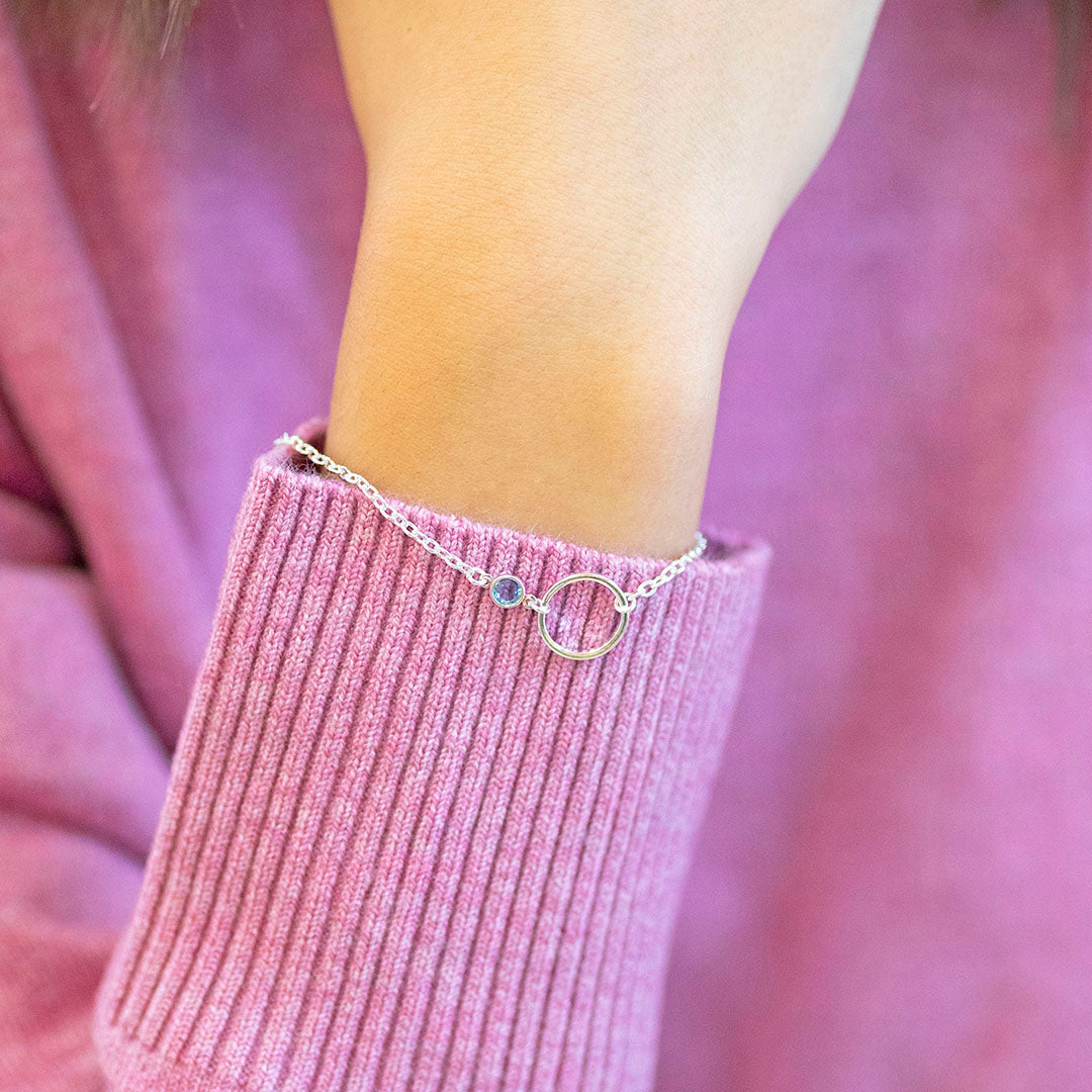 Mother and Child Circle Birthstone Bracelet