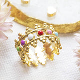 Image shows Adjustable Multicoloured Enamel Crown Ring
