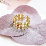 Image shows Adjustable Multicoloured Enamel Crown Ring