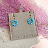 Image shows Beaded Turquoise Circle Drop Earrings