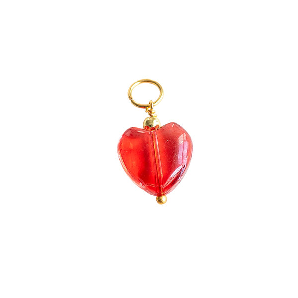 Red Glass Heart Charm- CYO