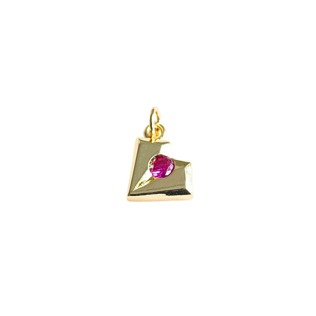 Angled Pink Stone Heart Charm - CYO