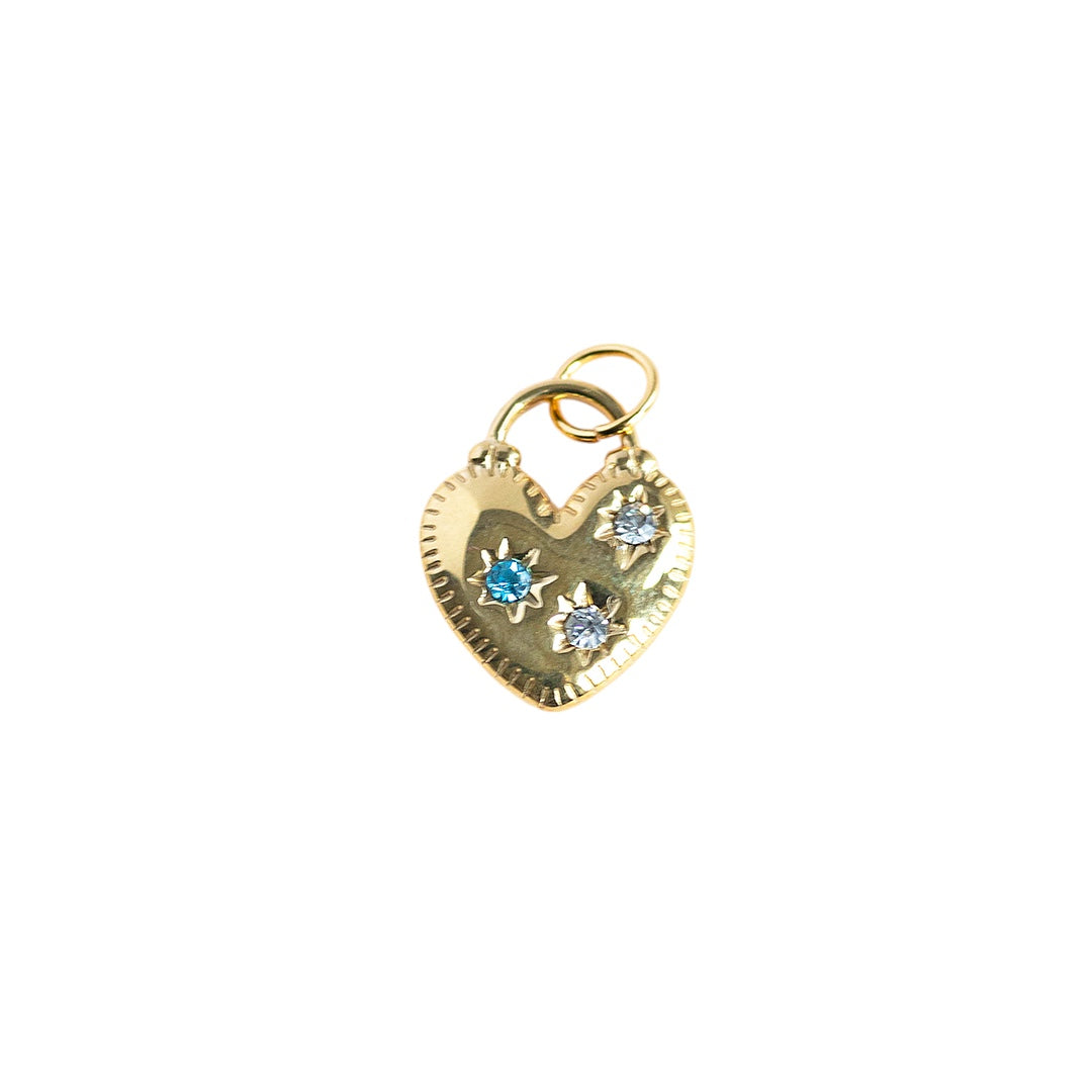 Blue Crystal trio Heart Charm - CYOC143