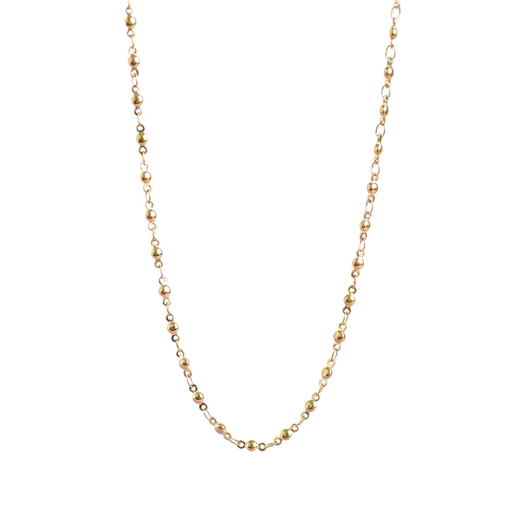 image shows a ball link chain necklace on a white background