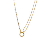 Image shows a gold charm keeper base necklace on a white background