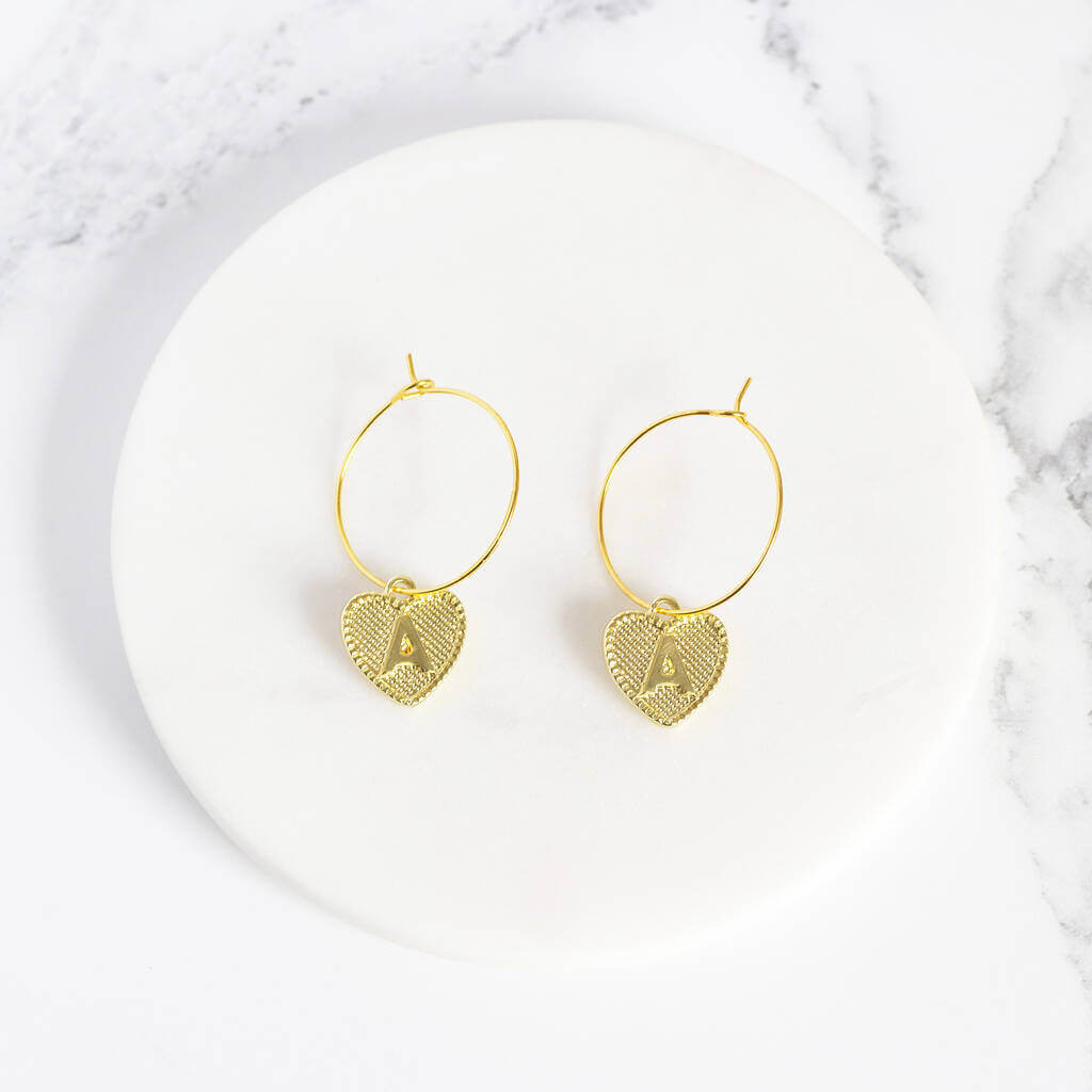 Hoop initial earrings hot sale