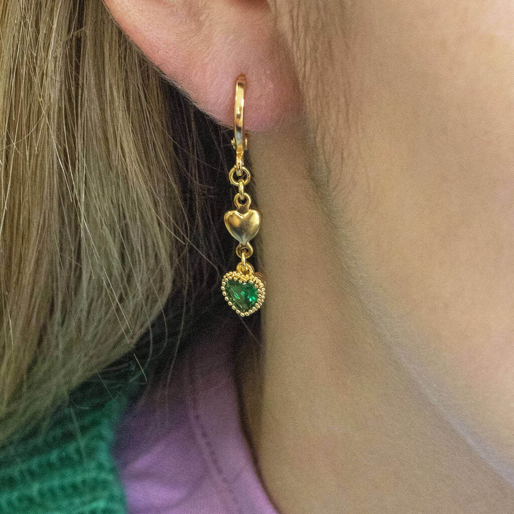 Double heart hoop earrings deals