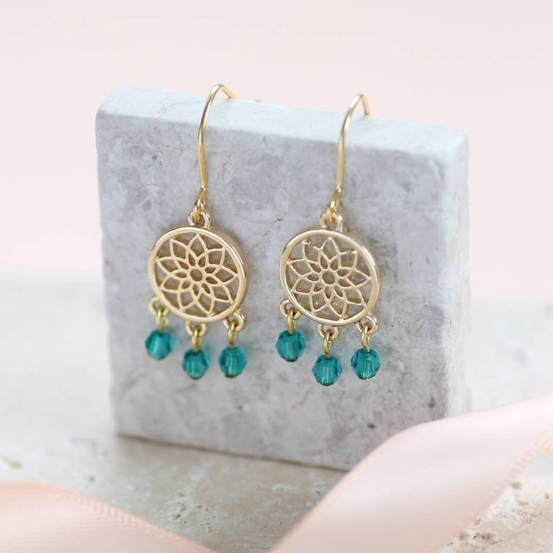 Image shows Dreamcatcher Birthstone Charm Earrings
