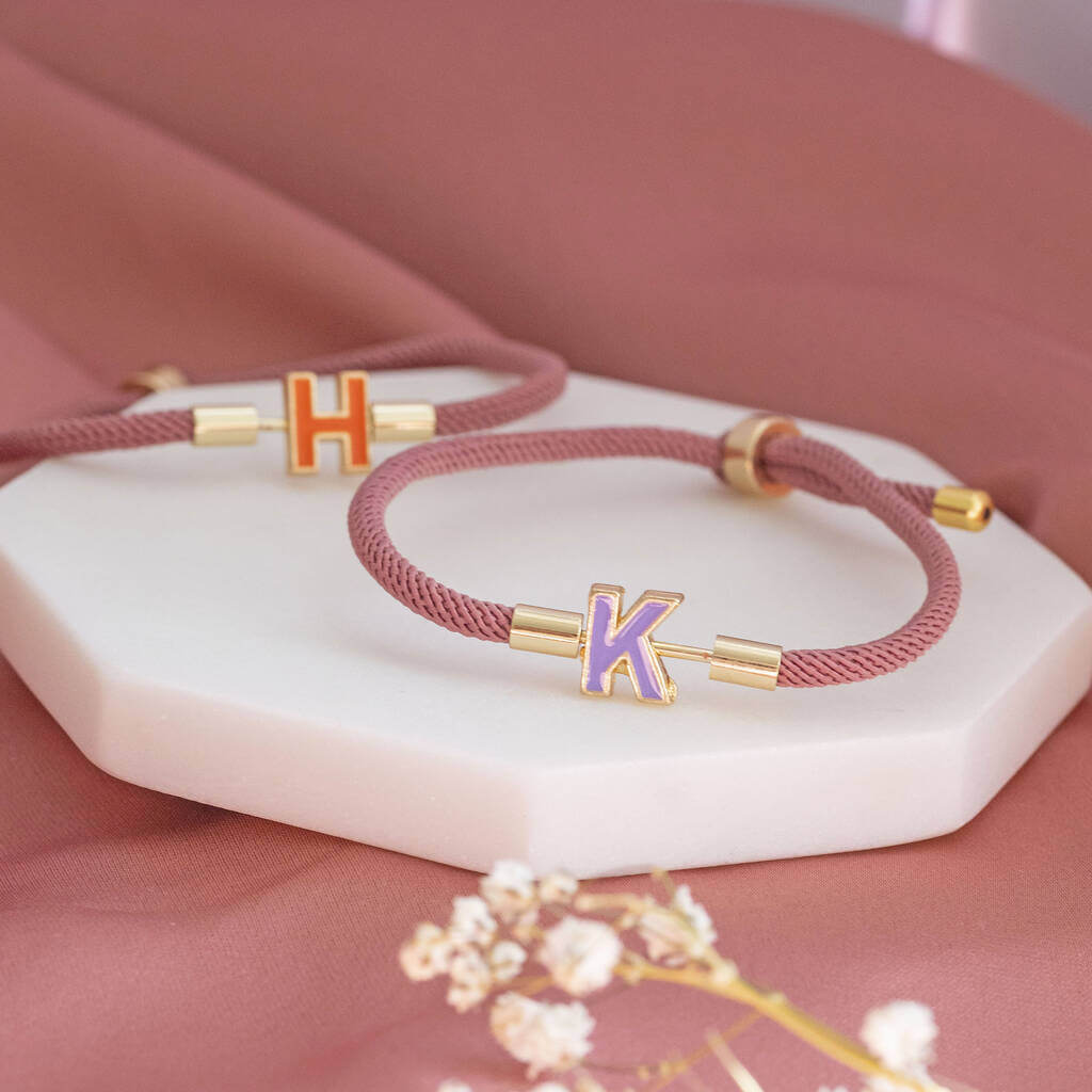 Enamel Initial Cord Bracelet Gifts JOY by Corrine Smith