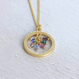 Image shows  family birthstone halo necklace  