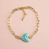 Image shows Glazed Heart Chunky Chain Bracelet