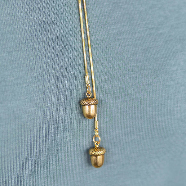 Image show Gold Acorns Long Lariat Necklace