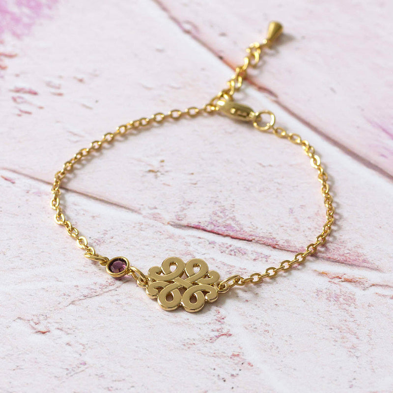 Image shows Gold Celtic Knot Birthstone Bracelet
