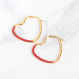 Image shows Gold Heart Hoop Earrings